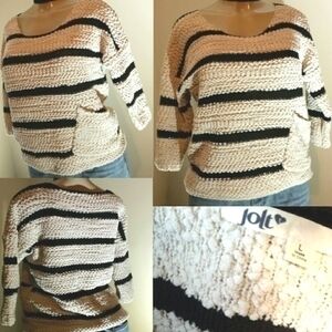 ☄Jolt Peek-A-Boo Stripe 3/4 Sleeve Sweater